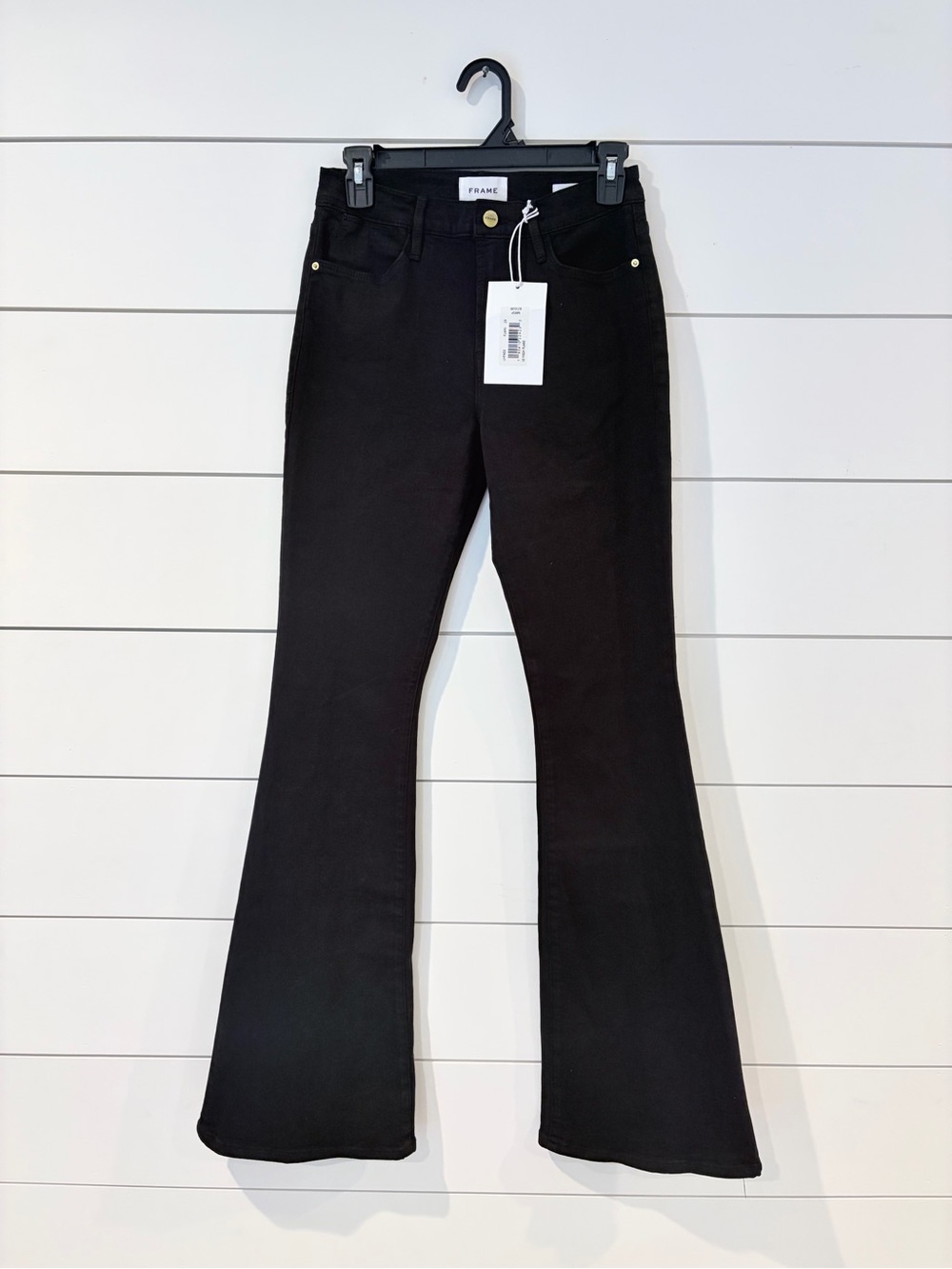 FRAME Le High Flare Black Jeans 29 High Rise Y2K Quiet Luxury Premium Mobwife
